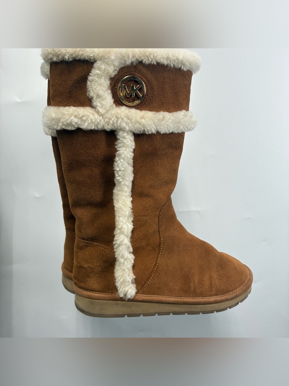 Michael Kors Womens 9 Winter Tall Suede Boots Walnut Brown Fur Chestnut Tan